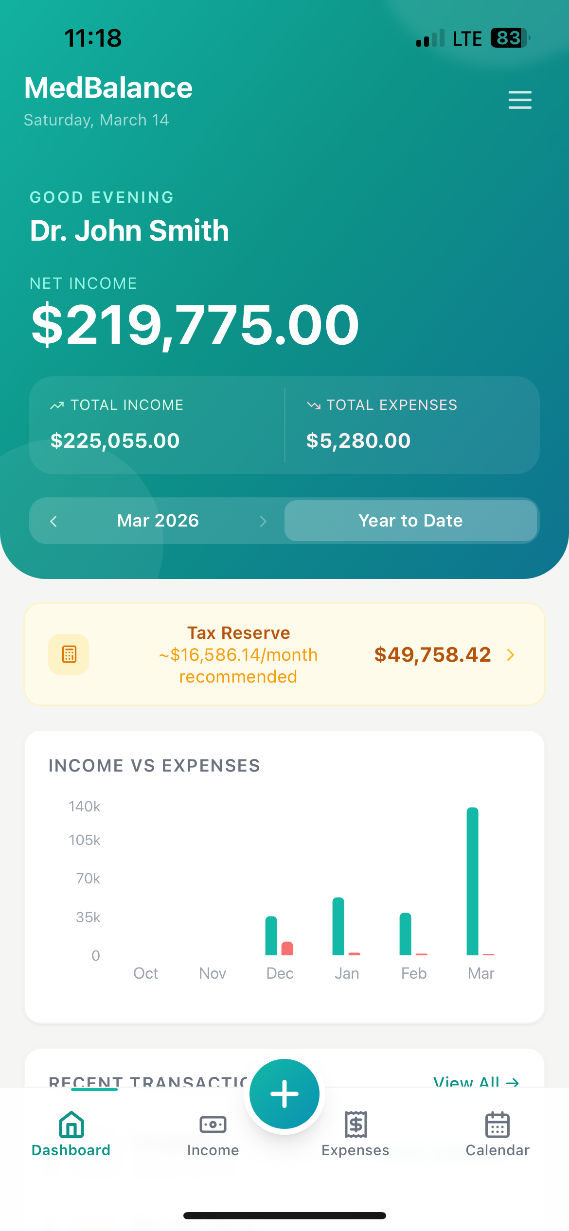 MedBalance dashboard